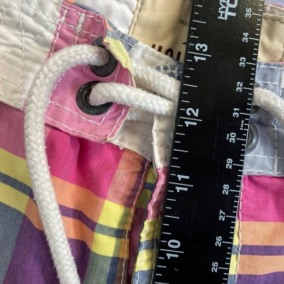 Hollister California Men’s Pink Blue Plaid Drawstring Lined Board Swim Shorts-M - Picture 16 of 16